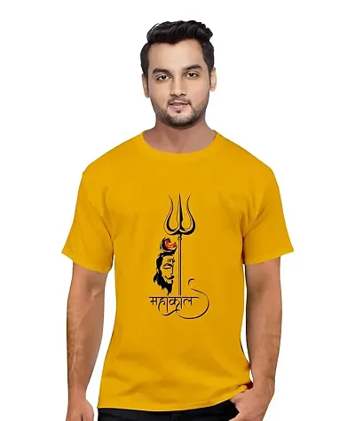 Pooplu Men's Regular Fit Mahakal Graphic Round Neck Half Sleeves T Shirt. Mahadev, Shiva, Shiv, Hindu God Pootlu Tshirts