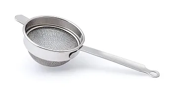 King International Stainless Steel Tea, Coffee and Liquid Strainer Set of 2 pcs (Food Grade Steel) for Kitchen Use, Heavy Gauge with Strong Steel Handles-thumb2