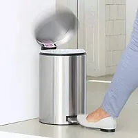 King International Stainless Steel Plain Pedal Dustbin fo Kitchen with Plastic Bucket, (7''x11''), 5L, Car Dustbin, Trash Can, Round Shape Dustbin For Home, Bathroom, Room,  Office-thumb4