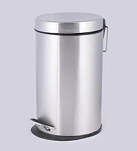 King International Stainless Steel Pedal Dustbin with Plastic Bucket Set (7''x10'', Silver)-thumb1