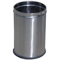 King International Stainless Steel Plain Open Dustbin for Kitchen, (10x15), 11L, Car Dustbin, Trash Can, Round Shape Dustbin For Home, Bathroom, Room,  Office-thumb1