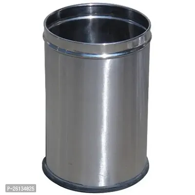 King International Stainless Steel Plain Open Dustbin for Kitchen, (10x15), 11L, Car Dustbin, Trash Can, Round Shape Dustbin For Home, Bathroom, Room,  Office-thumb2