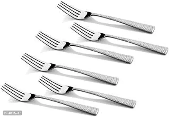 King International Stainless Steel Fork Set, Fork Set of 6 ,16 cm, Mirror Polish, Steel Hammered Forks Set, Tablefork, Salad Fork, Dinner Fork Set for Home, Kitchen, Restaurant-thumb2