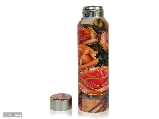 King International Stainless Steel Printed Water Bottle 500 ml - With Advanced Leak Proof- for Men  Women  Kids Diwali Gift, Diwali Gift for Women, Diwali Gifts for Family and Friends (Rose Print)-thumb2