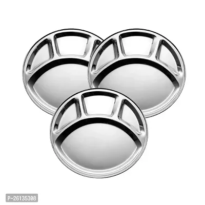 King International Stainless Steel 4 in 1 Four Compartment Divided Dinner Plate, Set of 3, 30 cm