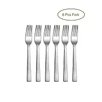 King International Stainless Steel Fork Set, Fork Set of 6 ,16 cm, Mirror Polish, Steel Hammered Forks Set, Tablefork, Salad Fork, Dinner Fork Set for Home, Kitchen, Restaurant-thumb2