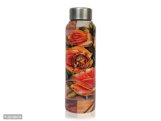 King International Stainless Steel Printed Water Bottle 500 ml - With Advanced Leak Proof- for Men  Women  Kids Diwali Gift, Diwali Gift for Women, Diwali Gifts for Family and Friends (Rose Print)