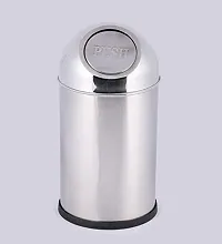 King International Stainless Steel Push Table Top Dustbin With Lid, 3L, Standard, Silver, Car Dustbin, Trash Can, Round Shape Dustbin For Home, Bathroom, Room  Office-thumb2