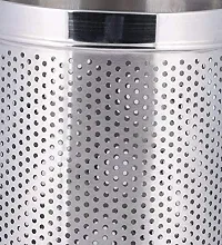 King International Stainless Steel Perforated Swing-Lid Open Dustbin -10 L (Silver)-thumb2