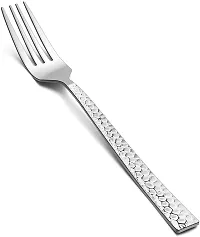 King International Stainless Steel Fork Set, Fork Set of 6 ,16 cm, Mirror Polish, Steel Hammered Forks Set, Tablefork, Salad Fork, Dinner Fork Set for Home, Kitchen, Restaurant-thumb3