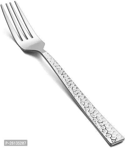 King International Stainless Steel Fork Set, Fork Set of 6 ,16 cm, Mirror Polish, Steel Hammered Forks Set, Tablefork, Salad Fork, Dinner Fork Set for Home, Kitchen, Restaurant-thumb4