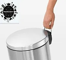 King International Stainless Steel Plain Pedal Dustbin fo Kitchen with Plastic Bucket, (7''x11''), 5L, Car Dustbin, Trash Can, Round Shape Dustbin For Home, Bathroom, Room,  Office-thumb2