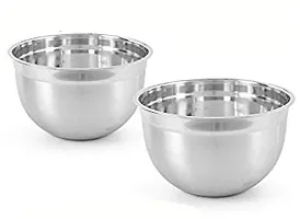 King International Stainless Steel Deep German Mixing Bowl 26 cm , Silver, 2 Piece-thumb3