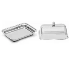 King International Stainless Steel Big Butter Dish, Butter Box with Lid, Butter Container, 21 cm 1/2 Kg Butter Box, Fridge Storage Container for White Butter-thumb4