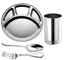 King International Stainless Steel Plate, Glasses, Spoon, Fork, Multicolor, 4 Piece-thumb1