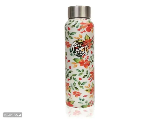 King International Stainless Steel Printed Water Bottle 500 ml - With Advanced Leak Proof- for Men  Women  Kids Diwali Gift, Diwali Gift for Women, Diwali Gifts for Family and Friends (white )-thumb0