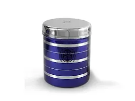 King International Stainless Steel Blue  Silver line Storage Container Set of 2, container for kitchen storage, oil,Tea,Coffee, ghee, Butter, containers with lid, kitchen storage set airtight-thumb2