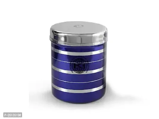 King International Stainless Steel Blue  Silver line Storage Container Set of 2, container for kitchen storage, oil,Tea,Coffee, ghee, Butter, containers with lid, kitchen storage set airtight-thumb3