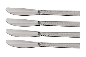 King International Stainless Steel Dinner Hammered Knife Set of 6, 6.3'', Stainless Steel Knife with Squared Handle,Mirror Finish, Steel Cutlery Knife set-thumb1