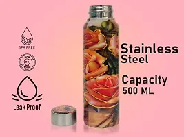 King International Stainless Steel Printed Water Bottle 500 ml - With Advanced Leak Proof- for Men  Women  Kids Diwali Gift, Diwali Gift for Women, Diwali Gifts for Family and Friends (Rose Print)-thumb3