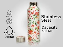 King International Stainless Steel Printed Water Bottle 500 ml - With Advanced Leak Proof- for Men  Women  Kids Diwali Gift, Diwali Gift for Women, Diwali Gifts for Family and Friends (white )-thumb3