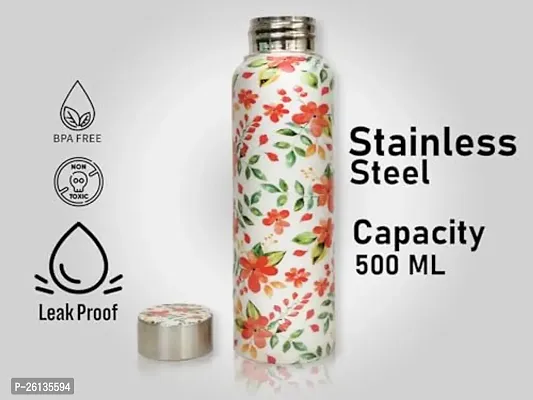 King International Stainless Steel Printed Water Bottle 500 ml - With Advanced Leak Proof- for Men  Women  Kids Diwali Gift, Diwali Gift for Women, Diwali Gifts for Family and Friends (white )-thumb4