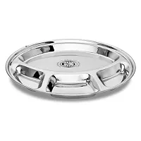 King International Stainless Steel Compartment Divided Dinner Plate, 30 cm, Silver, 2 Piece-thumb4