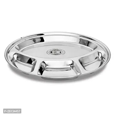 King International Stainless Steel Compartment Divided Dinner Plate, 30 cm, Silver, 2 Piece-thumb5