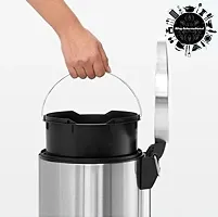 King International Stainless Steel Plain Pedal Dustbin fo Kitchen with Plastic Bucket, (7''x11''), 5L, Car Dustbin, Trash Can, Round Shape Dustbin For Home, Bathroom, Room,  Office-thumb1