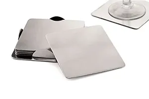 King International Stainless Steel Square Coasters to Prevent Stains and Scratches by Juices, Beverages, Glasses | Bar Drinks | Mugs | Coffee Cups-thumb2