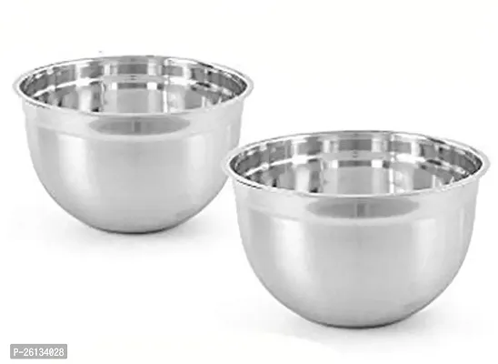 King International Stainless Steel Deep German Mixing Bowl 26 cm , Silver, 2 Piece