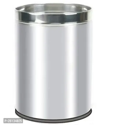 King International Stainless Steel Plain Open Dustbin for Kitchen, (10x15), 11L, Car Dustbin, Trash Can, Round Shape Dustbin For Home, Bathroom, Room,  Office