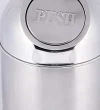 King International Stainless Steel Push Table Top Dustbin With Lid, 3L, Standard, Silver, Car Dustbin, Trash Can, Round Shape Dustbin For Home, Bathroom, Room  Office-thumb3