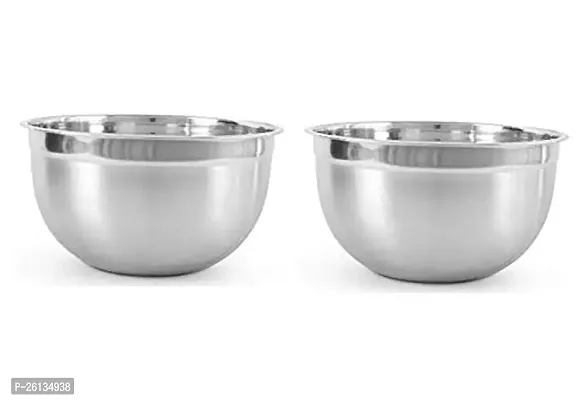 King International Stainless Steel German Bowls, 24 cm, Silver, 2 Piece