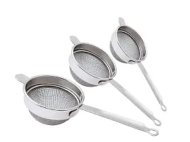 King International Stainless Steel Tea, Coffee and Liquid Strainer Set of 2 pcs (Food Grade Steel) for Kitchen Use, Heavy Gauge with Strong Steel Handles-thumb4