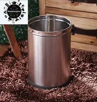 King International Stainless Steel Plain Open Dustbin for Kitchen, (10x15), 11L, Car Dustbin, Trash Can, Round Shape Dustbin For Home, Bathroom, Room,  Office-thumb2