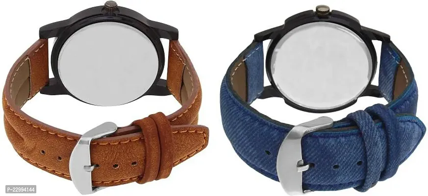 Stylish Multicoloured Genuine Leather Analog Watch For Men Pack Of 2-thumb3