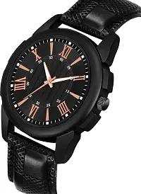 Stylish Black Genuine Leather Analog Watch For Men-thumb3