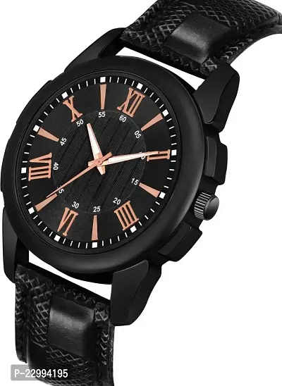 Stylish Black Genuine Leather Analog Watch For Men-thumb4