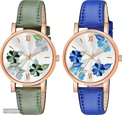 Stylish Women Genuine Leather Analog Watch Pack of 2