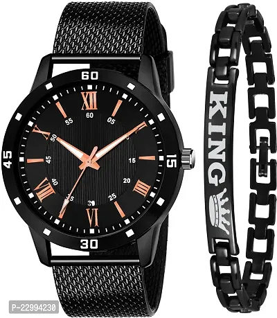 Stylish Black Silicone Analog Watch For Men Watch With Bracelet