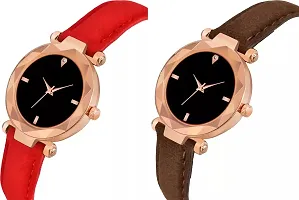 Stylish Women Genuine Leather Analog Watch Pack of 2-thumb2