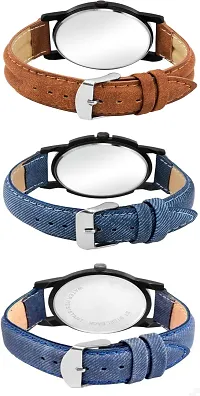 Stylish Multicoloured Genuine Leather Analog Watch For Men Pack Of 3-thumb2