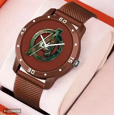 Stylish Brown Silicone Analog Watch For Men-thumb0