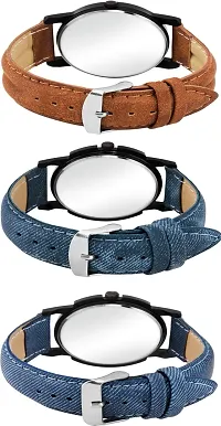 Stylish Multicoloured Genuine Leather Analog Watch For Men Pack Of 3-thumb2