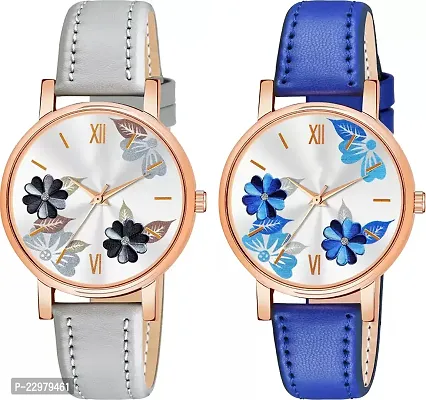 Stylish Women Genuine Leather Analog Watch Pack of 2