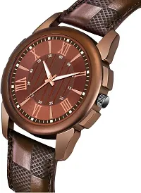 Stylish Brown Genuine Leather Analog Watch For Men-thumb3