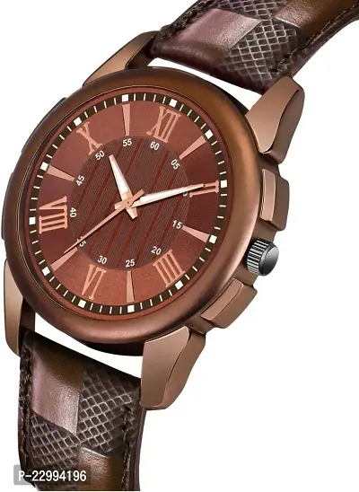 Stylish Brown Genuine Leather Analog Watch For Men-thumb4