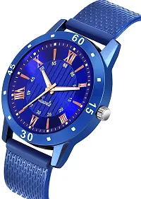 Stylish Blue Silicone Analog Watch For Men-thumb2