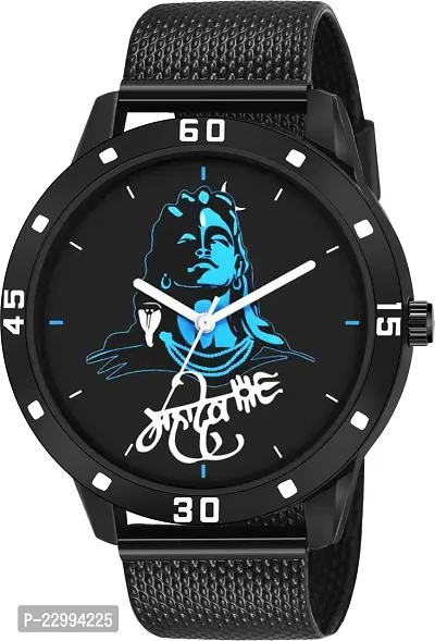 Stylish Black Silicone Analog Watch For Men-thumb0